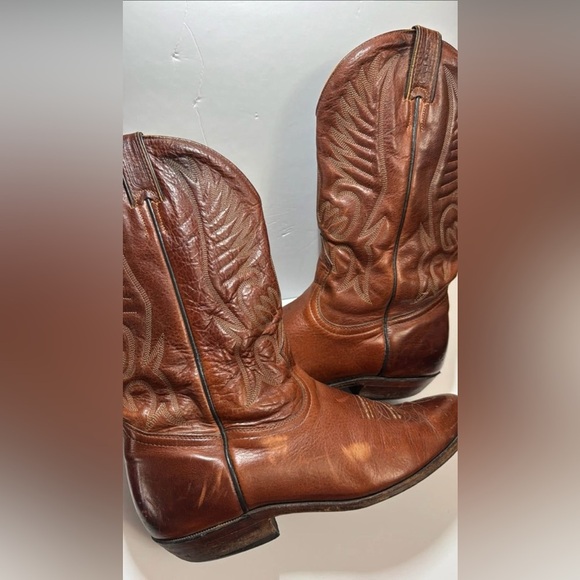 SZ 9.5 VINTAGE BOULET MENS LEATHER COWBOY WESTERN RANCHER BOOTS - Picture 4 of 12